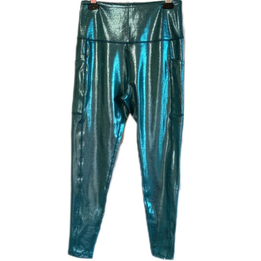 Love Her Slimming Metallic Compression Performance Leggings with Pockets - Picture 2 of 3
